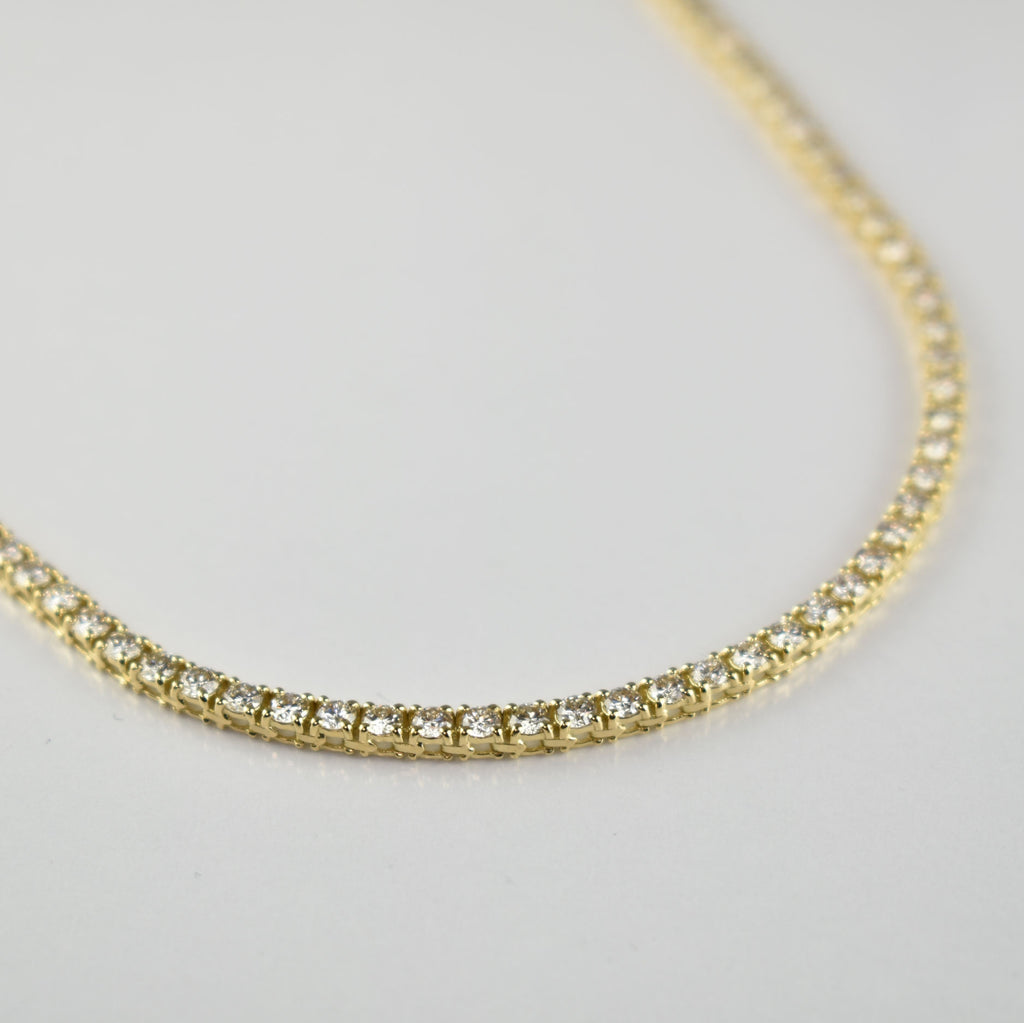 ダイヤモンドテニスネックレス ストレート K18枠 幅3.0mm 50cm トータル11.08ct カラー:I〜J クラリティ:VS-1〜S