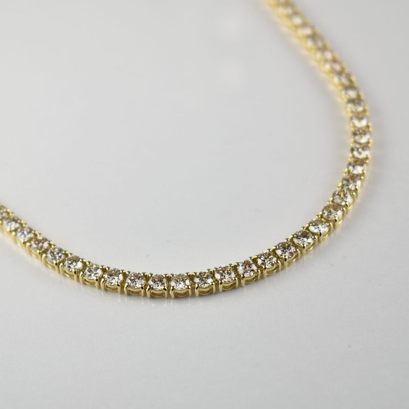 ダイヤモンドテニスネックレス ストレート K18枠 幅3.8mm 50cm トータル20.08ct カラー:K〜L クラリティ:VS-1〜SI-1 カット:EX〜G