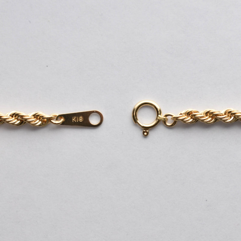 パイプロープブレスレット K18 幅3mm 20cm ロープ チェーン
