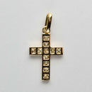 ペンダントトップ 角クロス K18 ダイヤ付(プリンセンスカット) 小