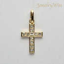 ペンダントトップ 角クロス K18 ダイヤ付(プリンセンスカット) 小