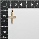 ペンダントトップ 角クロス K18 ダイヤ付(プリンセンスカット) 小