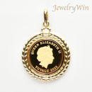 ペンダントトップ K24 ツバルホース コイン エリザベス表 1/10oz K18 枠付 (Type-GK)