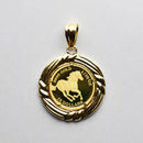 ペンダントトップ K24 ツバルホース コイン エリザベス表 1/10oz K18 枠付 (Type-MR)