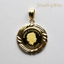 ペンダントトップ K24 ツバルホース コイン エリザベス表 1/10oz K18 枠付 (Type-MR)