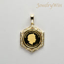 ペンダントトップ K24 ツバルホース コイン エリザベス表 1/10oz K18 枠付 ダイヤ付 (Type-RB)