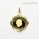 ペンダントトップ K24 ツバルホース コイン エリザベス表 1/10oz K18 枠付 (Type-RH)