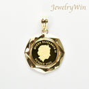 ペンダントトップ K24 ツバルホース コイン エリザベス表 1/10oz K18 枠付 (Type-SZ)