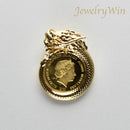 ペンダントトップ K24 ツバルホースコイン エリザベス表 1/25oz K18 枠付 (Type-DT)