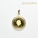 ペンダントトップ K24 ツバルホース コイン エリザベス表 1/25oz K18 枠付 (Type-GK)