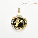 ペンダントトップ K24 ツバルエンジェル コイン エンジェル表 1/25oz K18 枠付 (Type-GK)