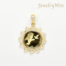 ペンダントトップ K24 ツバルエンジェル コイン エンジェル表 1/25oz K18 枠付 ダイヤ付 (Type-HT)