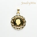 ペンダントトップ K24 ツバルホース コイン エリザベス表 1/25oz K18 枠付 (Type-MS)