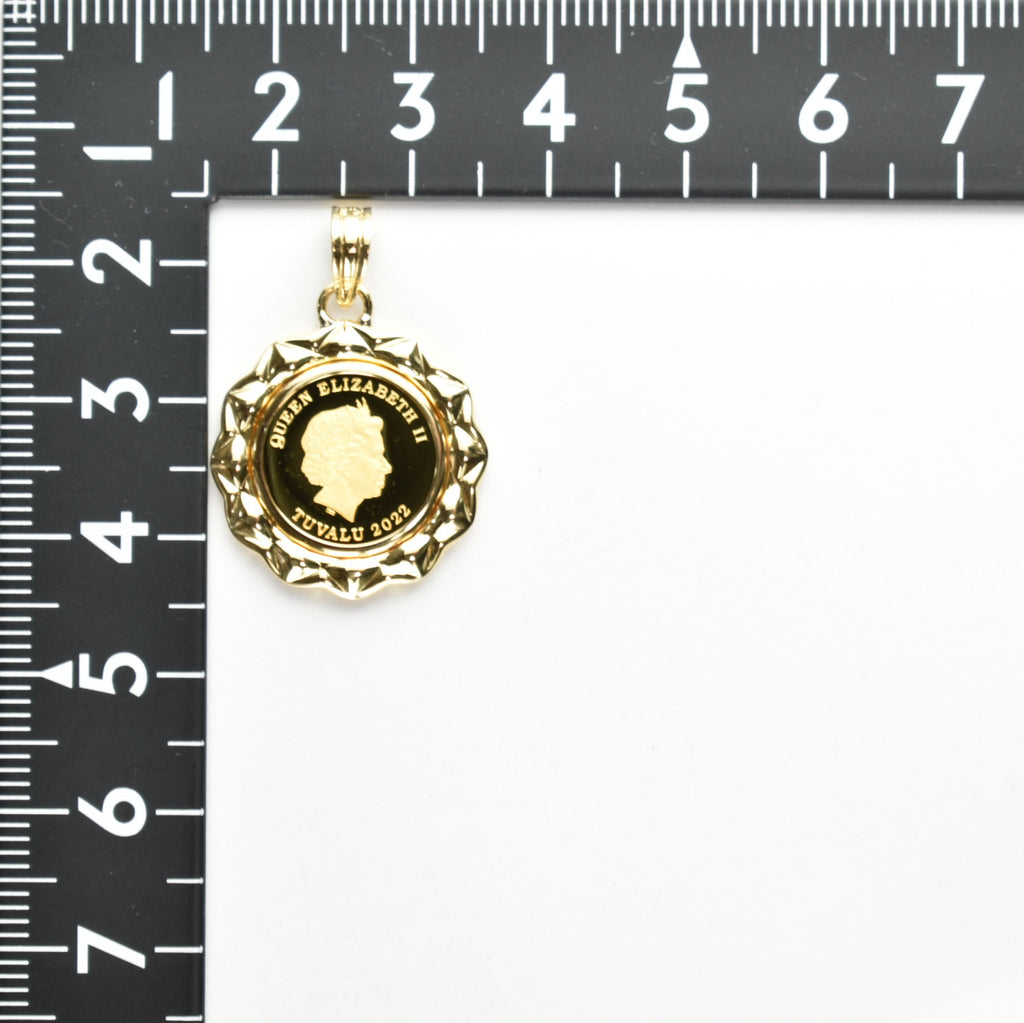 ペンダントトップ K24 ツバルホース コイン 1/25oz K18 枠付 (Type-MS