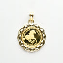 ペンダントトップ K24 ツバルホース コイン エリザベス表 1/25oz K18 枠付 (Type-MS)