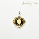 ペンダントトップ K24 ツバルホース コイン エリザベス表 1/25oz K18 枠付 (Type-RH)