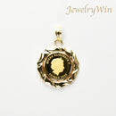 ペンダントトップ K24 ツバルホース コイン エリザベス表 1/25oz K18 枠付 (Type-WK)