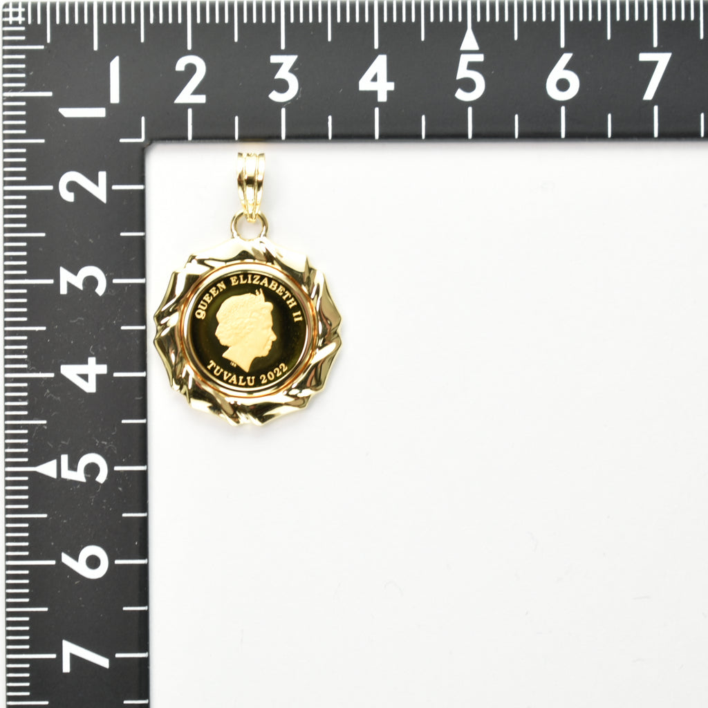 ペンダントトップ K24 ツバルホース コイン エリザベス表 1/25oz K18