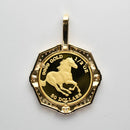 ペンダントトップ K24 ツバルホース コイン エリザベス表 1/2oz K18 枠付 ダイヤ付 (Type-CR1)