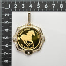 ペンダントトップ K24 ツバルホース コイン ホース表 1/2oz K18 枠付 ダイヤ付 (Type-CR1)