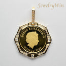 ペンダントトップ K24 ツバルホース コイン エリザベス表 1/2oz K18 枠付 ダイヤ付 (Type-CR1)