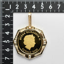 ペンダントトップ K24 ツバルホース コイン エリザベス表 1/2oz K18 枠付 ダイヤ付 (Type-CR1)