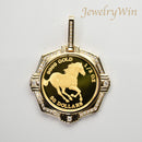 ペンダントトップ K24 ツバルホース コイン ホース表 1/2oz K18 枠付 ダイヤ付 (Type-CR1)