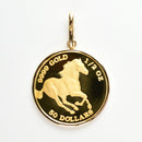 ペンダントトップ K24 ツバルホース コイン 1/2oz K18 枠付 (Type-SP)