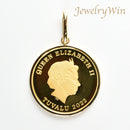 ペンダントトップ K24 ツバルホース コイン 1/2oz K18 枠付 (Type-SP)