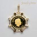 ペンダントトップ K24 ツバルホース コイン エリザベス表 1/5oz K18 枠付 ダイヤ付 (Type-CR3)