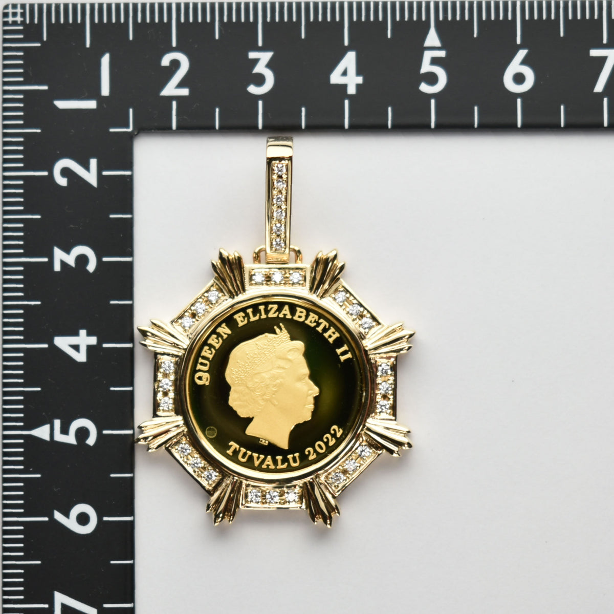 ペンダントトップ K24 ツバルホース コイン 1/5oz K18 枠付