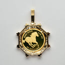 ペンダントトップ K24 ツバルホース コイン エリザベス表 1/5oz K18 枠付 ダイヤ付 (Type-CR3)