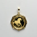 ペンダントトップ K24 ツバルホース コイン エリザベス表 1/5oz K18 枠付 ダイヤ付 (Type-DO)