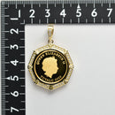 ペンダントトップ K24 ツバルホース コイン エリザベス表 1/5oz K18 枠付 ダイヤ付 (Type-DO)