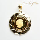 ペンダントトップ K24 ツバルホース コイン エリザベス表 1/5oz K18 枠付 (Type-KZ)