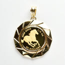 ペンダントトップ K24 ツバルホース コイン エリザベス表 1/5oz K18 枠付 (Type-KZ)