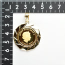 ペンダントトップ K24 ツバルホース コイン エリザベス表 1/5oz K18 枠付 (Type-KZ)