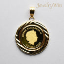 ペンダントトップ K24 ツバルホース コイン エリザベス表 1/5oz K18 枠付 (Type-MR)