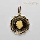 ペンダントトップ K24 ツバルホース コイン エリザベス表 1/5oz K18 枠付 (Type-TW)