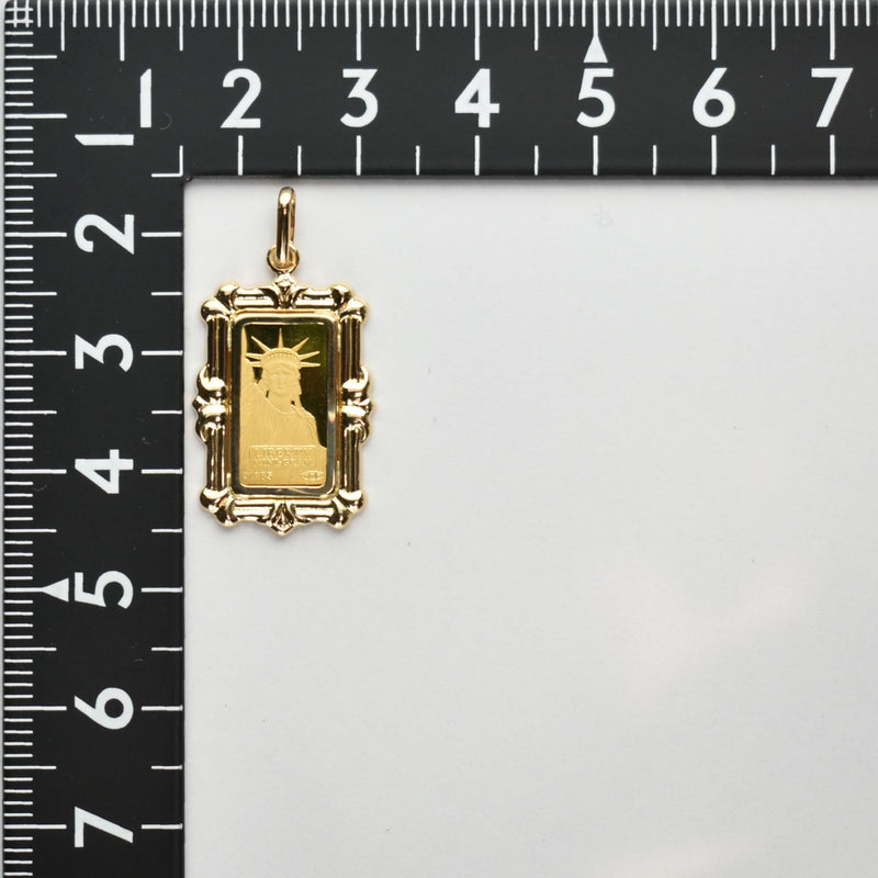 ペンダントトップ リバティインゴット K24 1g K18 枠付 (Type-FG)