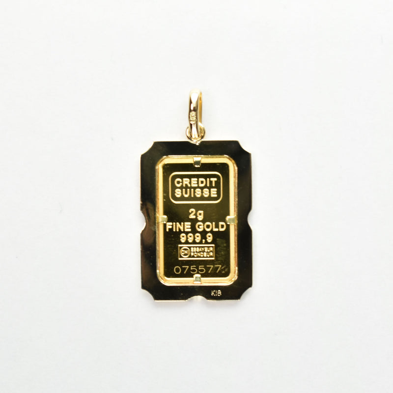ペンダントトップ リバティインゴット K24 2g K18 枠付 (Type-GB)