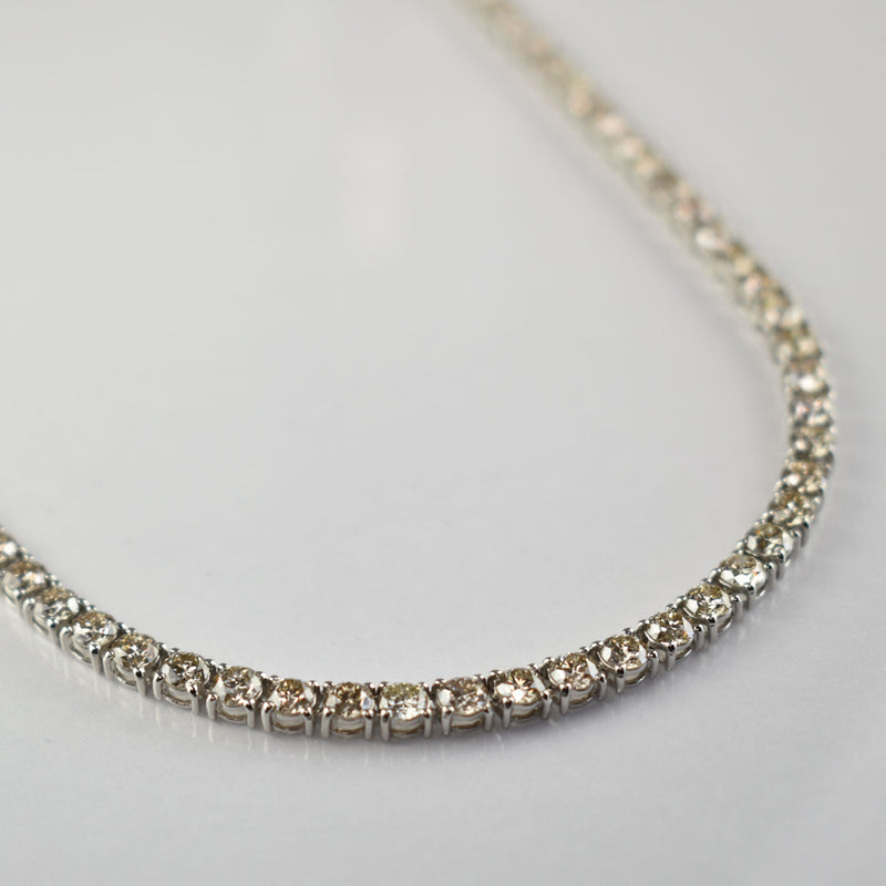 ダイヤモンドテニスネックレス ストレート Pt900枠 Pt850(金具部分一部） 幅3.9mm 50cm トータル20.04ct カラー:K〜L クラリティ:VS-1〜SI-1 カット:EX〜G