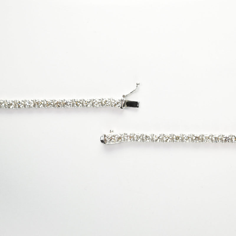 ダイヤモンドテニスネックレス ストレート Pt900枠 Pt850(金具部分一部） 幅3.9mm 50cm トータル20.04ct カラー:K〜L クラリティ:VS-1〜SI-1 カット:EX〜G