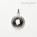 ペンダントトップ Pt999.5 ツバルホース コイン エリザベス表 1/25oz Pt850 枠付 (Type-GK)