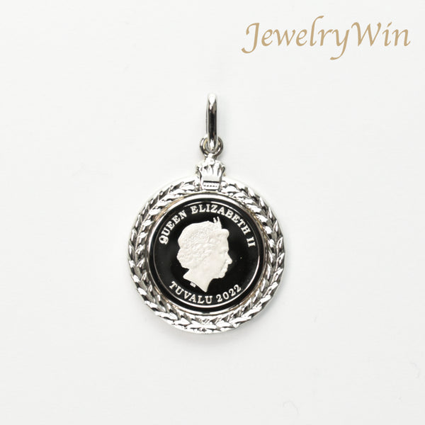 ペンダントトップ Pt999.5 ツバルホース コイン 1/25oz Pt850 枠付