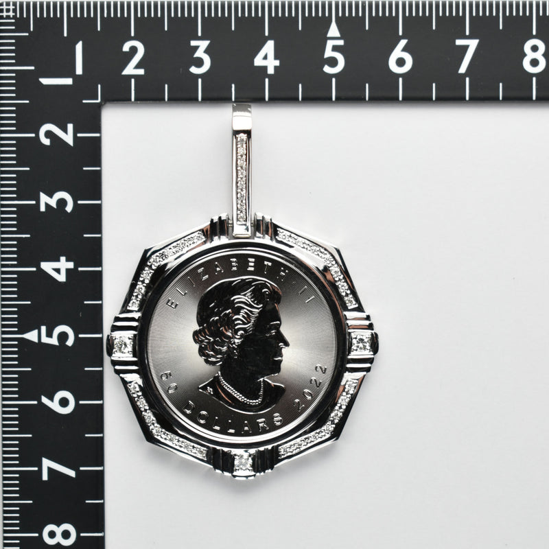 ペンダントトップ メイプルリーフ コイン Pt999.5 1oz Pt900 枠付 ダイヤ付 (Type-CR1)